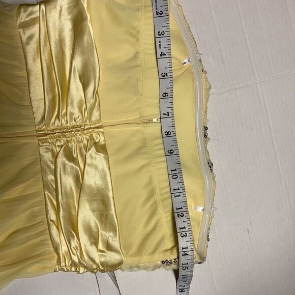 XTRADIONARY, Beaded Mesh Formal strapless,Sz9, Yellow, Sequins,pleats, Hand Wash - Picture 4 of 16